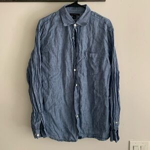 Banana Republic Blue Linen Summer Button Down Shirt Men’s Size Large